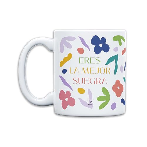 UO Taza de Regalo con Mensaje La mejor suegra, regalo para suegras, regalo original, regalo amigo invisible original, 350 ml, Cerámica