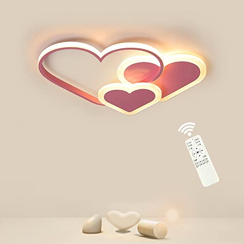 30W LED Deckenlampe, Moderne Herzförmige Acryl Deckenleuchte Für Kinder, Dekoratives Licht Für Jungen-/Mädchenzimmer, Fernbedienung Dimmbar, Babyzimmer, Schlafzimmer,Wohnzimmer[Energieklasse A+] Cover