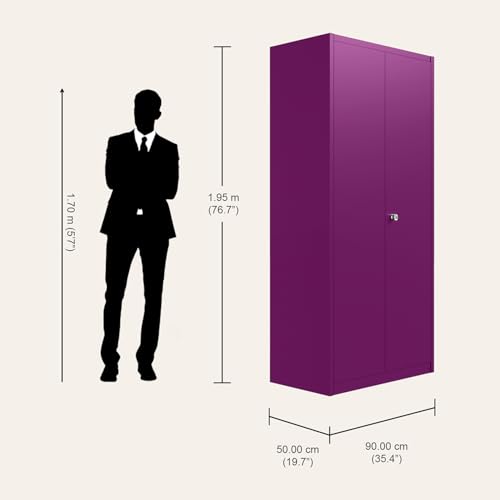 Image of Interio by Godrej Marc 2-Door Steel Almirah (Textured Mulberry), 1-Year Warranty, 1 Locker, 1 Drawer, 5 Shelves