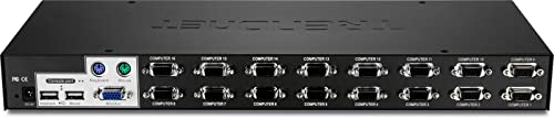 Image of TRENDnet 16-Port Rack Mount USB KVM Switch, TK-1603R, Control 16 Computers or Servers, Windows, Linux, Mac OS, NDAA /TAA Compliant, 2048 x 1536 VGA Resolution, Device Monitoring, Rack Mountable, Black