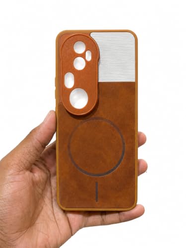 Image of Bintage 2in1 Hard Slim Back Case | Soft Border Camera Protect | Dual PU Leather Finish Back Cover Compatible for Vivo T4 Ultra 5G - White & Brown