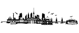 Samunshi® Berlin Skyline Wandtattoo in 6 Größen und 25 Farben (120x27cm schwarz)