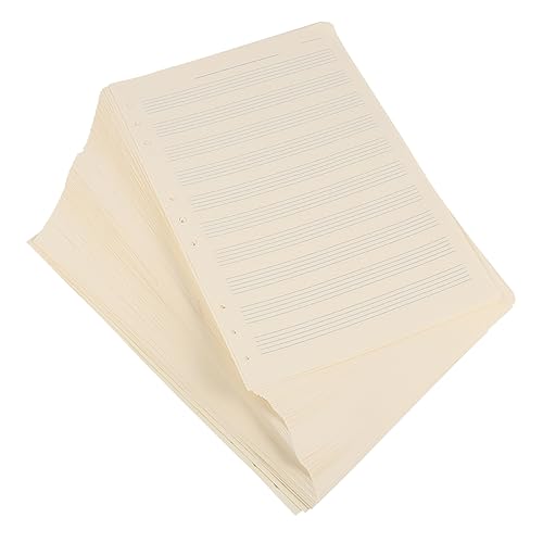 SEWACC 100 Feuilles Papier Partition Détachable Portées Recharge Cahier Musique Papier Blanc pour Musiciens Étudiants Usage Bureau