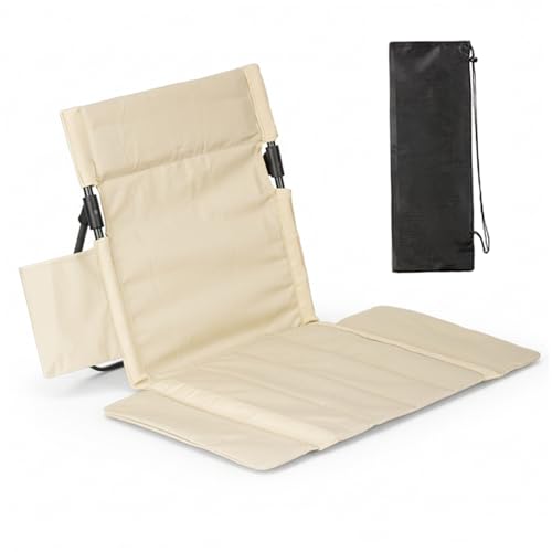 Ameble Silla de Camping Ultraligera, portátil y Plegable, Ideal para la Playa, con Bolsillo Lateral. Sillas de Viaje compactas para mochileros, Pesca y Eventos al Aire Libre. Color Caqui.