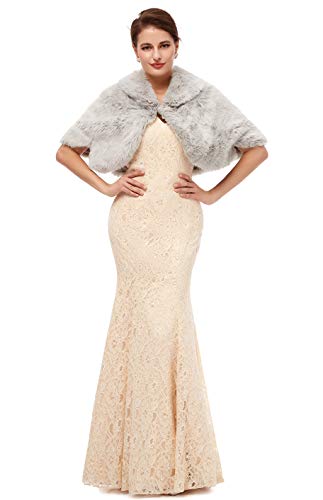 Women's Faux Fur Coat Shawl Shrug Wraps Stole For Evening Party3