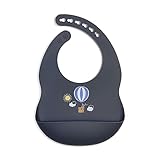 SILIBIB by Kushies- Cute, Modern Silicone Bibs for Babies. Soft Waterproof Baby Feeding Bibs with Food Catcher Pocket, Adjustable Closure - Odie Ink