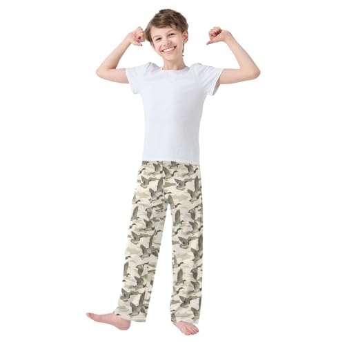 Wild Duck Camouflage Background Pajamas Bottoms with Pockets Comfy Pjs Sleepwear Elastic Waistband Pajamas Pants Lounge Pants for 6-14 Years2