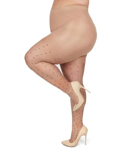 Image of MeMoi Women's Pindot Sheer Curvy Control Top Tights