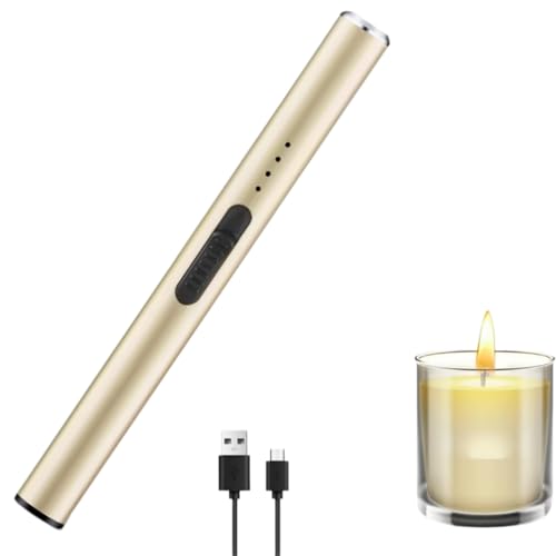 Yuhohome Electric Candle Lighter USB Rechargeable Windproof Flameless Electric Lighter for Candles Gas Stove Fireplace BBQ Kitchen Grills (Gold)