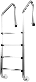 Goplus Swimming Pool Ladder, 3-Step/4-Step In-Ground Stainless Steel Step for Indoor/Outdoor Pool, Heavy Duty Non-Slip Ladder, Easy Assembly (4 Steps)