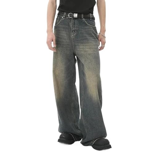 Men‘s Wornout Denim Trendy Straight Jeans Casual Loose Wide Leg Men's Autumn Vintage Fashion2