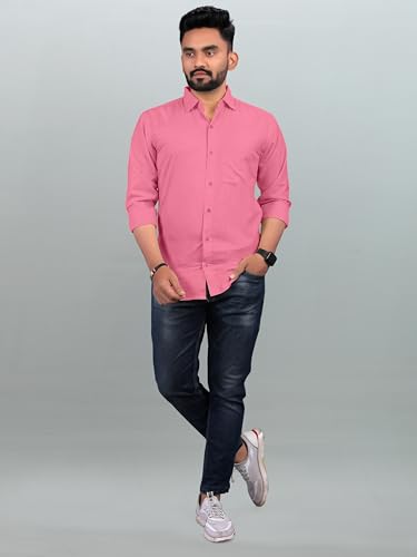 Image of Men Regular Fit Solid Spread Collar Casual Shirt