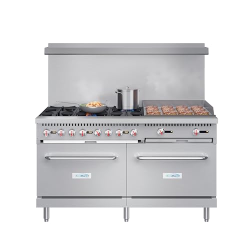 KoolMore KM-CRG60-NG 60 in. 6 Burner Commercial Natural Gas Range with 24 in. Griddle