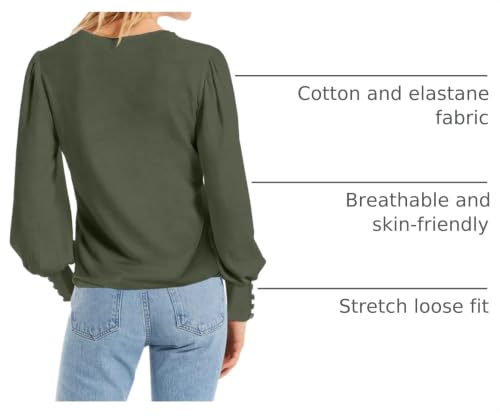 Image of DOROSE Womens Tops Puff Sleeve Blouses Dressy Casual Work T Shirts