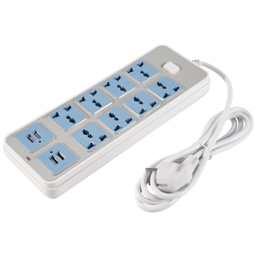 Dytabepl Multiprise Electrique, Multiprise avec 4 Ports USB, puissance de 3000 W, câble d'alimentation de 6,5 m, prise européenne, 8 prises universelles pour cuisine,...