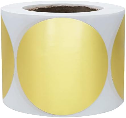 Hybsk Round Metallic Foil Golden Labels 2 Inch Color Coding Dots Stickers Total 300 Per Roll (Golden)