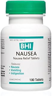 BHI Nausea Natural Relief 7 Multi-Symptom Homeopathic Active Ingredients Help Relieve Nausea, Vomiting, Bloating & Indigestion Non-Drowsy Remedy Soothes Discomfort for Women & Men - 100 Tablets