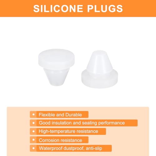 Image of uxcell 36 Pcs Silicone Plugs, Rubber Round Snap in Locking Hole Plugs for 7-8mm Hole, Hole Stoppers Waterproof Hole Plug for Metal Tube, Furniture End Caps Inserts, Clear