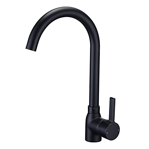 Grifo monomando monomando para fregadero de cocina con aireador de aire 360 giratorio monomando negro mate, 10 años de garantía Cover