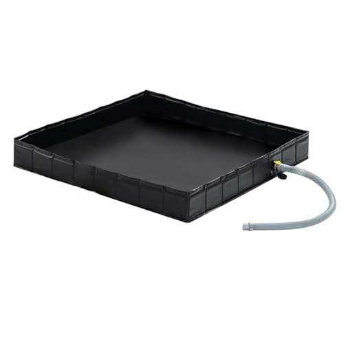 Asyduey Bandeja de ducha portátil, base de ducha plegable de 41 x 41 pulgadas y suelo de lavabo con tubo de drenaje desmontable, ideal para RV, exteriores