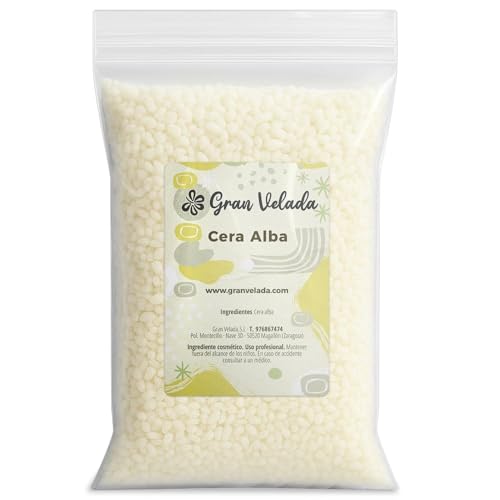 Gran Velada Cera Alba Natural 100 g | Cera de Abejas Blanca en Perlas para Cosmética Natural, Cremas, Jabones, Bálsamos y Velas | Emulsionante y Emoliente de Alta Pureza