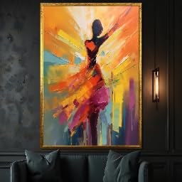 Toile abstraite de danse multicolore, idée cadeau pour amateurs d'art