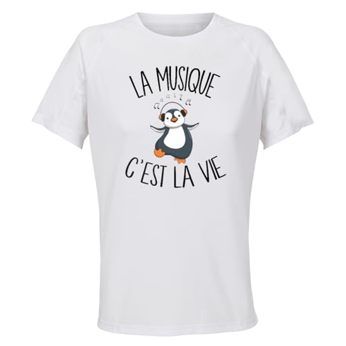 Maillot de sport femme respirant manches courtes avec motif musique Planetee