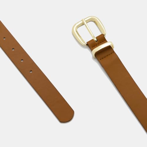 Women Leather Belt for Dresses Jeans Pants Vintage Chic Fashion Waist Belt with Golden Buckle2