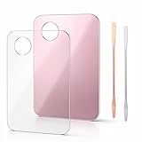 4 Pcs Makeup Mixing Tray Palette Tray Acrylic Cosmetic Makeup Palette with Makeups Spatula for Eye Shadow Lipsticks Nail Liquid Foundation Beauty Salon