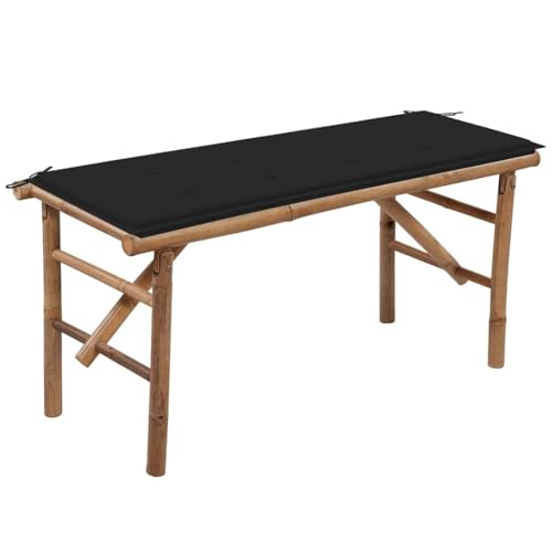 Banc pliable en bambou gain de place avec coussin imperméable fixe