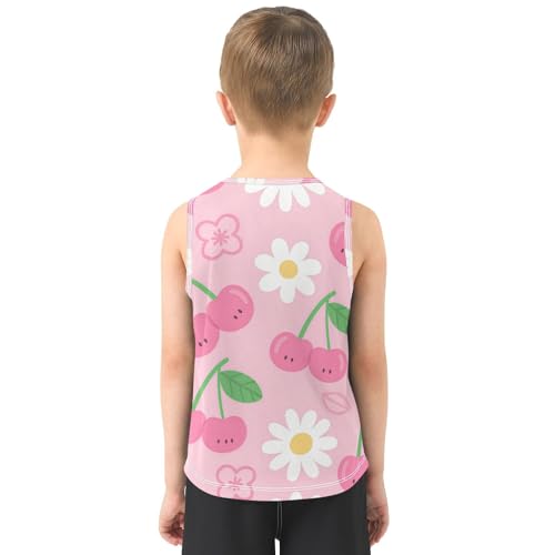 susiyo Cherry and Flowers Boys Sleeveless Tank Top Girls Athletic T Shirt3