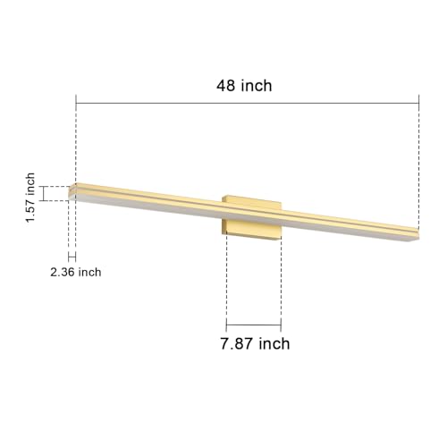 Image of SineRise 48-Inch LED Modern Bathroom Vanity Light Bar, Gold Modern Acrylic Bathroom Wall Lighting Fixtures Over Mirror (Cool White 6000K)