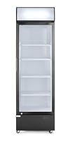 HENDI Getränkekühlschrank mit Leuchtkasten, Eintürig, mit 4 verstellbaren Regalböden, Temperaturbereich: 0° bis 10°C, automatische Abtauung, 335L, 230V/250W, 578x605x(H) 1980mm, Aluminium, Glas