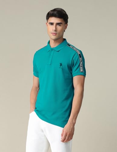 Image of U.S. Polo ASSN. Solid Regular Fit Polo T Shirts for Men - 100% Cotton, Half Sleeves Mens Tshirt