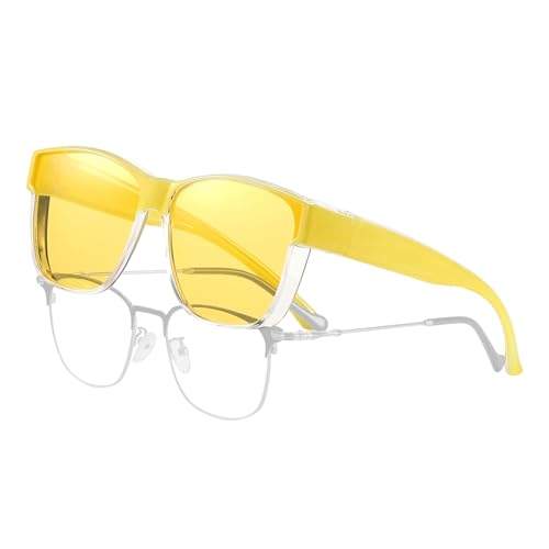 Image of HAOLOTA Night Vision Driving Over Glasses, Polarized Nighttime Glasses Men Women Anti Glare Yellow Tinted Lens