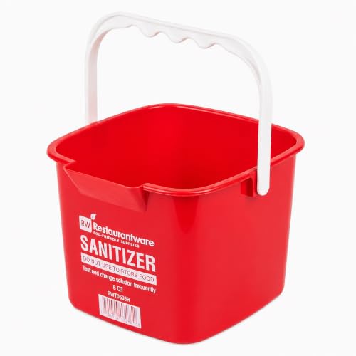 Restaurantware Cleaning Bucket 8 Quart Pack of 1 Plastic Square Bucket for Washing Mopping, Sanitizing Bucket with Built-In Spout and Handle, Red Utility Tool for Household Commercial Use