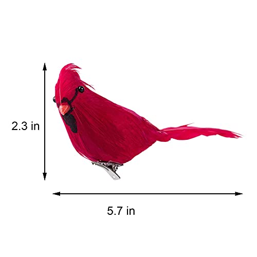 Tinsow 12 Pcs Handmade Artificial Feathered Cardinal Christmas Ornament Clipped On The Christmas Tree For Christmas Tree Garland Decoration #TOP6