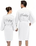 AW BRIDAL 2Pcs His and Hers Silk Robes, Mr and Mrs Matching Robe for Couples, Wedding Engagement Gifts for Bride Groom