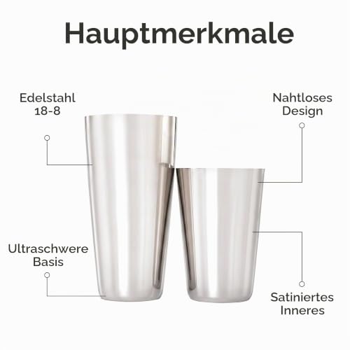 Barfly Superfly M37161 Cocktail-Shaker-Set (510 ml und 800 ml), schwerer Edelstahl – Ansicht 2