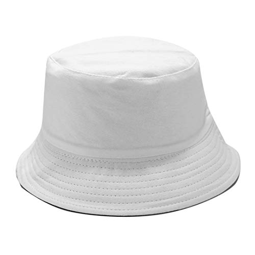 Joylife Solid Color Bucket Hat Simple Fisherman Cap Packable Reversible Sun Hat for Women, Men, White Black, One size