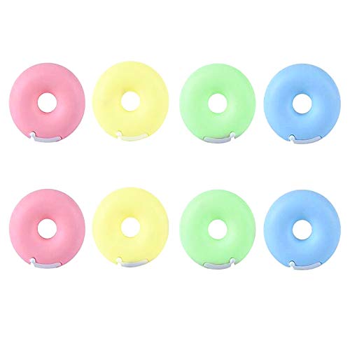 MIAO JIN 8Pcs Donut Tape Dispenser with Tape Plastic Portable Candy Color Tape Dispenser Tapes Cutter Sticker Container Box for Desk Home Office Supplies