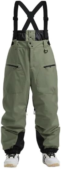 Women White Ski Snowboard Bib Pants with Suspenders, Waterproof Winter Snow Overalls