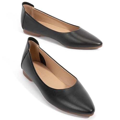 Zelaprox Women's Casual Pointed Toe Ballet Comfort Soft Leather Slip On Cowhide Flats Shoes Work Flats Office Shoes Casual Dressy Shoes2