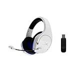HyperX Stinger Core, Cuffie da Gaming senza Filo, Connessione a 2,4 GHz, Telaio in Acciaio, Cuscinetti in Memory Foam Rivestiti in Tessuto, Autonomia 17 Ore, Adatto per PC, PS4 e PS5, Bianco/Blu