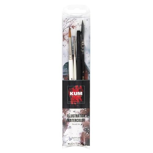 Pinceaux pour l'aquarelle KUM 5147816 kit illustration lavis et détails