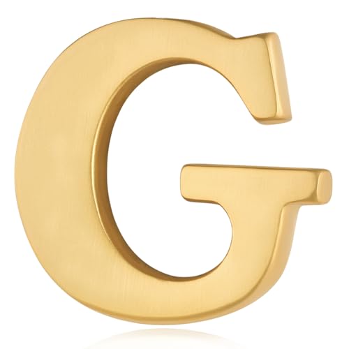 Image of HONEY BEAR Mens Womens Initial Alphabet Letter Lapel Pins Collar Badge Brooches for Business Wedding Graduation Gift Matte Gold 0.59 inches