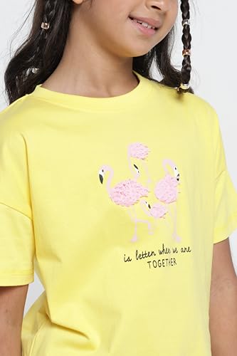 Image of Under Fourteen Only Girls Cotton Tops Collection - Round Neck, Crop Top, Full & Half Sleeve, Drop Shoulder, Ruffle Sleeve, Graphic Printed, Embroidered & Slub Knit Styles