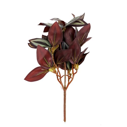 Image of Enhance Your Space with Artificial Leaf Decor Foliage for Stunning Interiors Decorative Items for Home;Office; Room; Living Room; Table; (Without Vase) (Pack of 1, Dark Maroon)