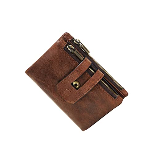 CALLARON Men's Fashion Double Zippered Rfid Wallet Capacity Credit Card Holder Genuine Leather Clutch Purse