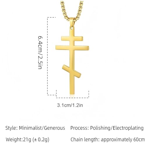 Orthodox stainless steel cross necklace for men and women, simple and retro silver glossy titanium steel cross pendant2